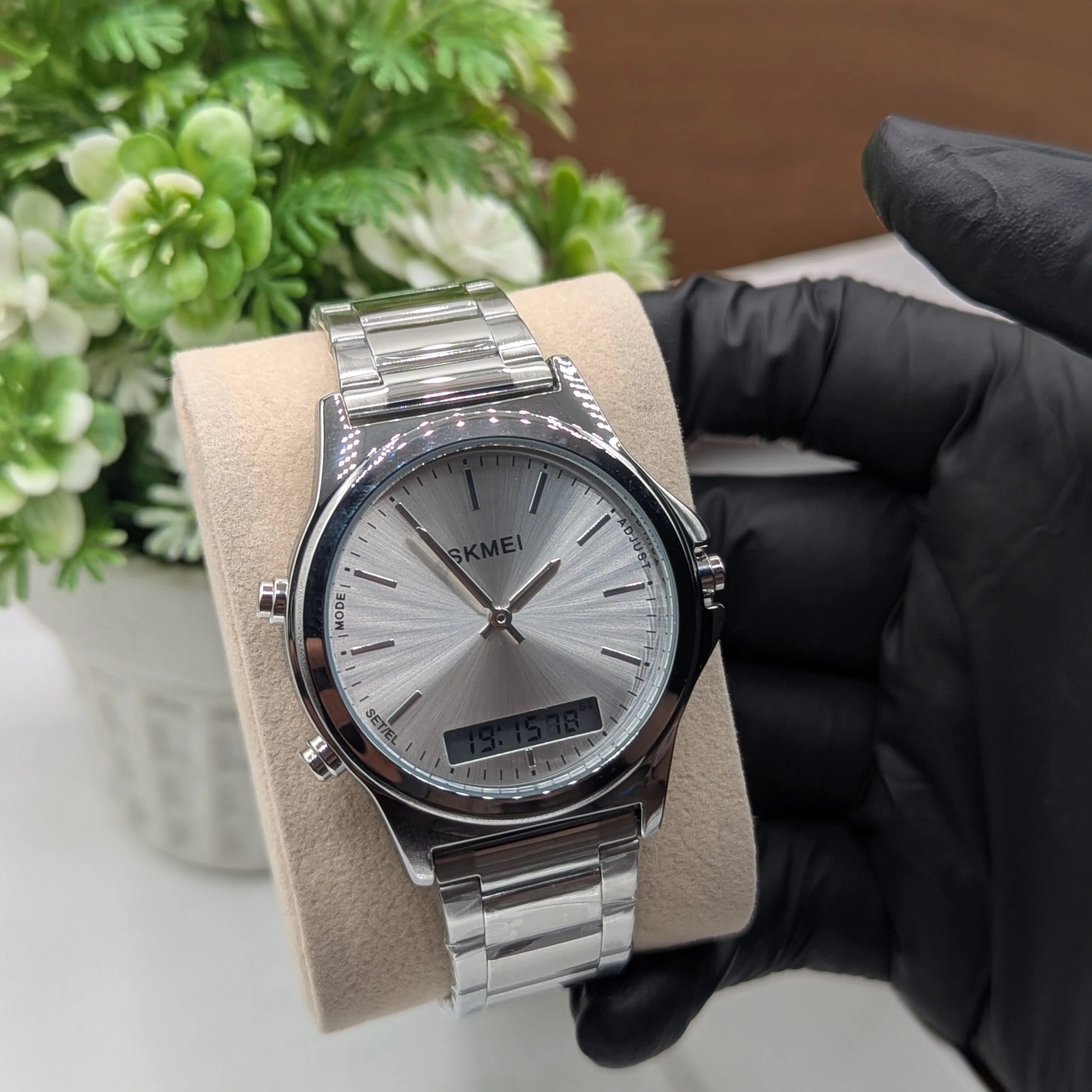 SKMEI 2120 Dual-Display Round Stainless Steel Men’s Watch - Зображення 7