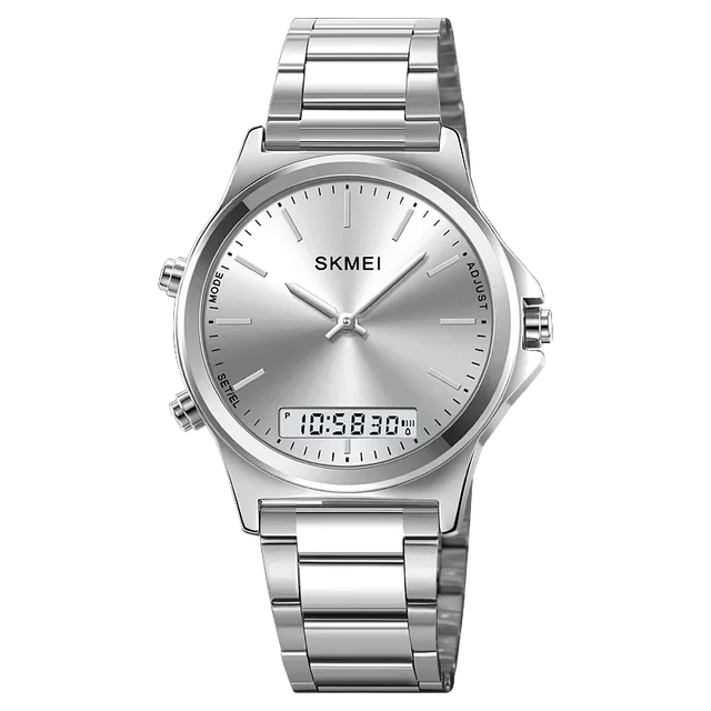 SKMEI 2120 Dual-Display Round Stainless Steel Men’s Watch