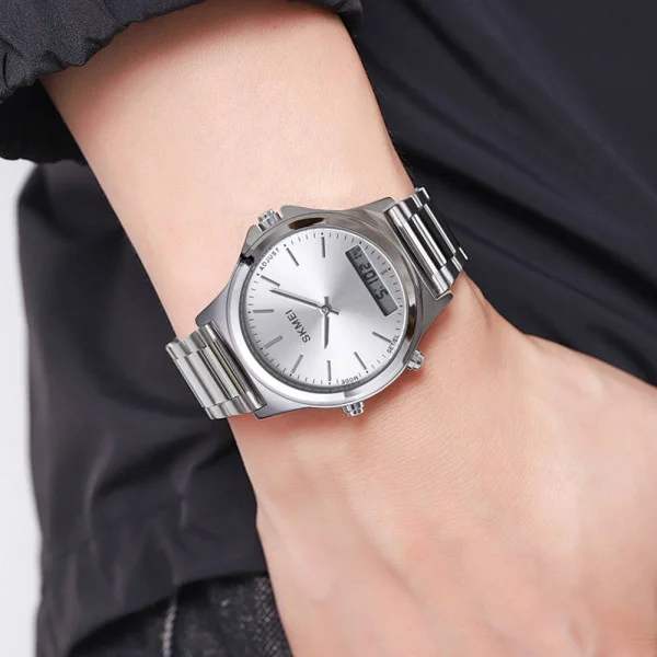 SKMEI 2120 Dual-Display Round Stainless Steel Men’s Watch - Зображення 4