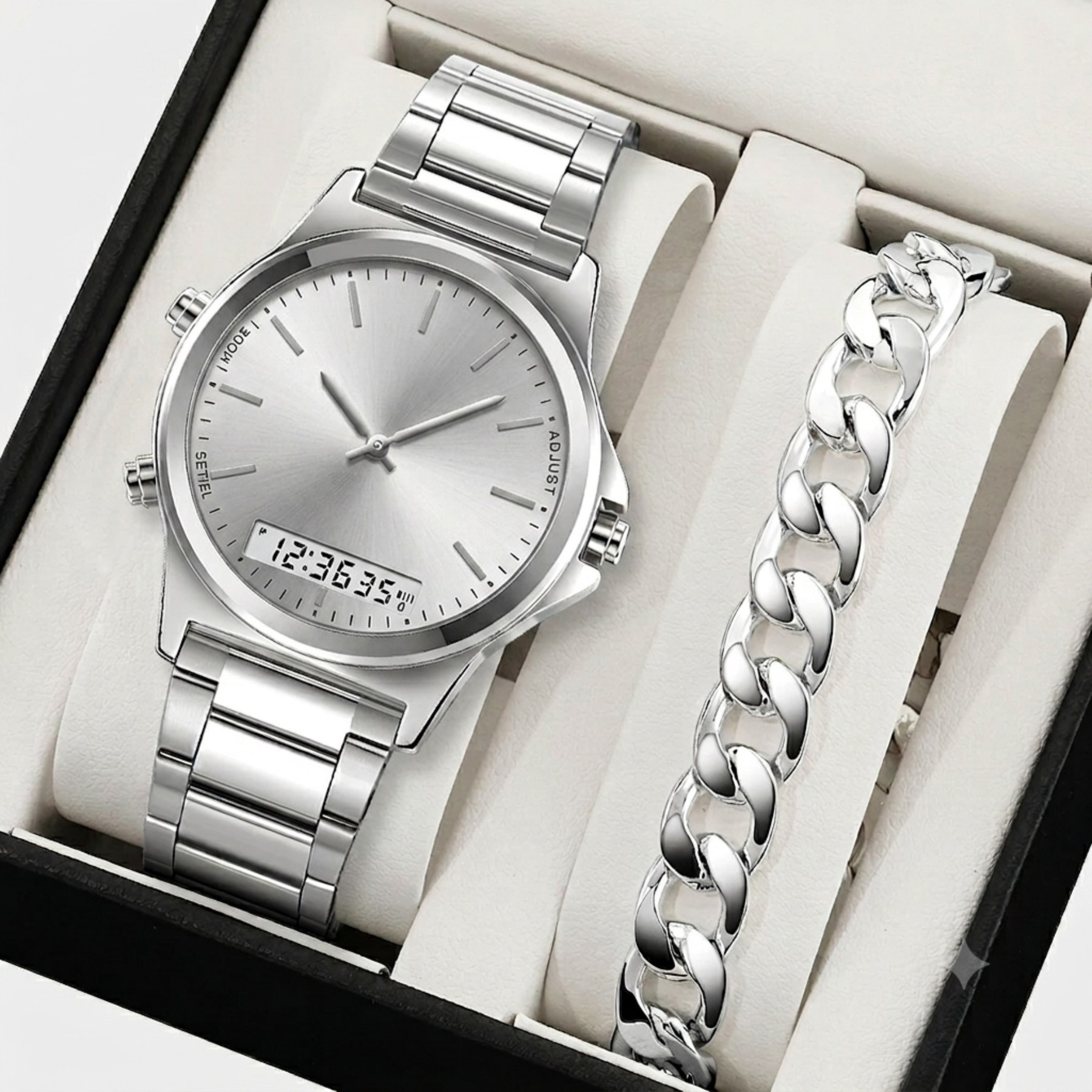 SKMEI 2120 Dual-Display Round Stainless Steel Men’s Watch - Зображення 5